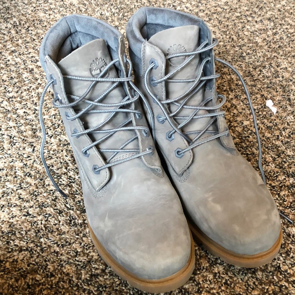 Timberland Women's Light Gray Lace-Up Combat Boots